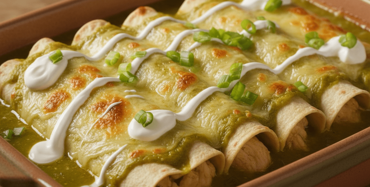 Chicken Enchiladas with Green Tomatillo Sauce - Baking Pan
