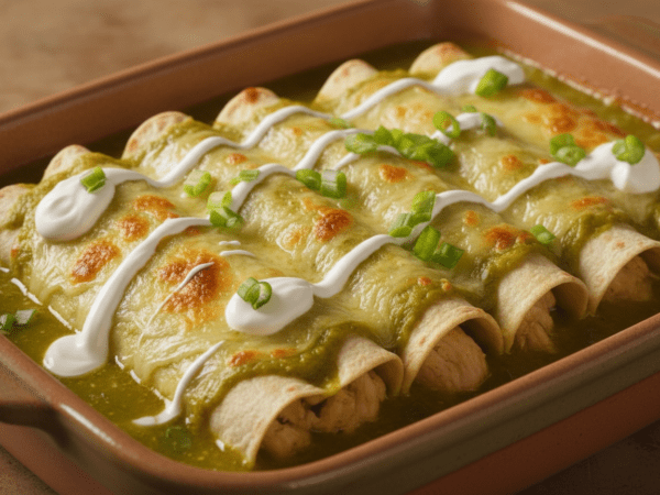 Chicken Enchiladas with Green Tomatillo Sauce - Baking Pan