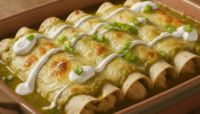 Chicken Enchiladas with Green Tomatillo Sauce - Baking Pan