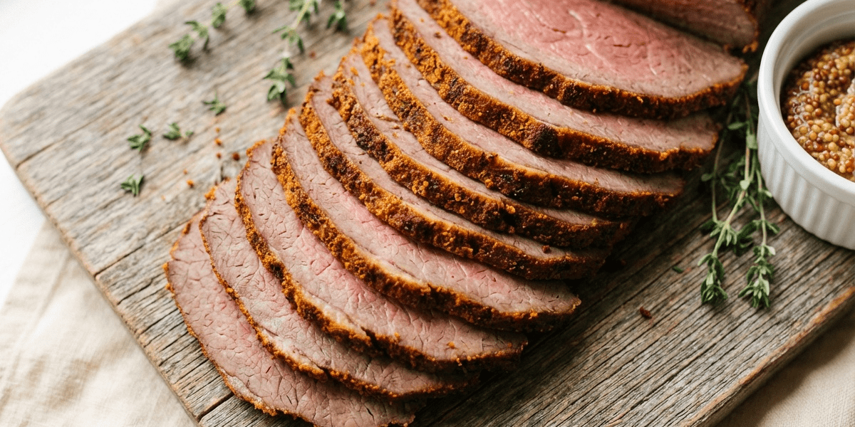 Mustard-Crusted Smoked Deli Roast Beef - Recipe Image