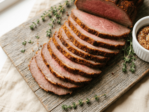 Mustard-Crusted Smoked Deli Roast Beef - Recipe Image